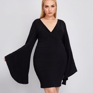 Shein Plunge Flounce Sleeve Black Dress - 4XL ** 3 FOR 30 **